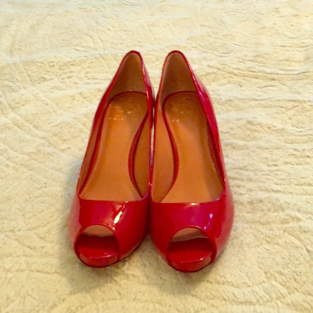 Vince Camuto red patent leather heels